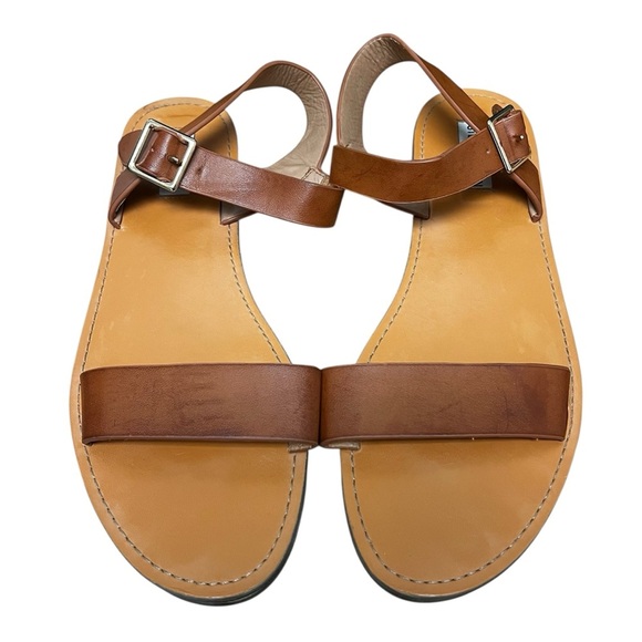 Steve Madden Donddi 11 Leather Brown Tan Strappy Boho Chic Flat Casual Sandals - Picture 4 of 9